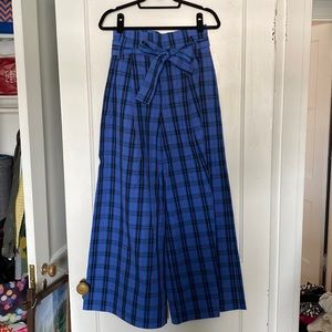 Zara Plaid Wide-Leg Pants